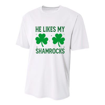 He Likes My Shamrocks Funny St Patricks Day Youth Performance Sprint T-Shirt