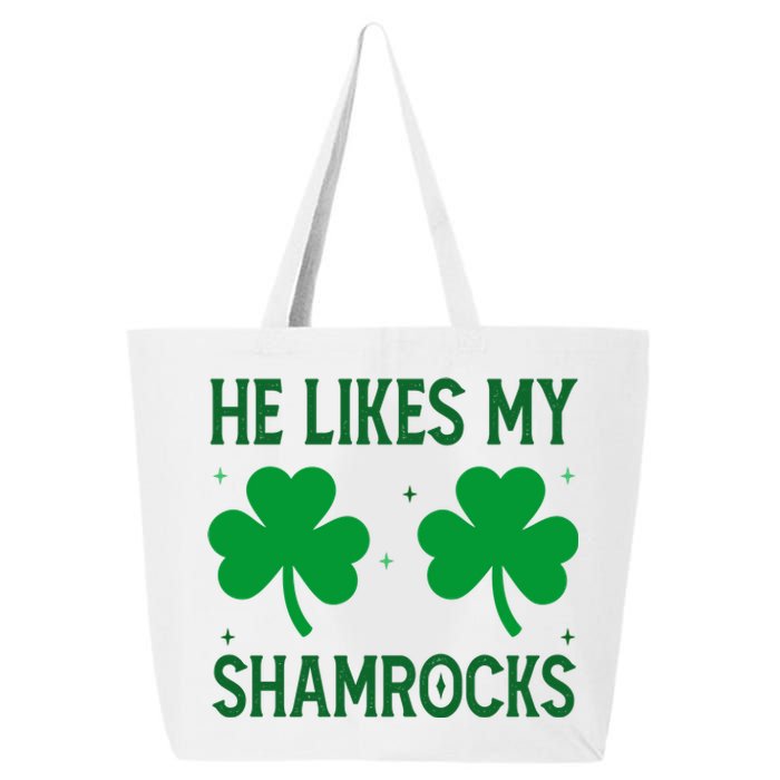 He Likes My Shamrocks Funny St Patricks Day 25L Jumbo Tote