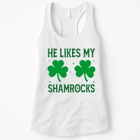 He Likes My Shamrocks Funny St Patricks Day Womens Tank Top