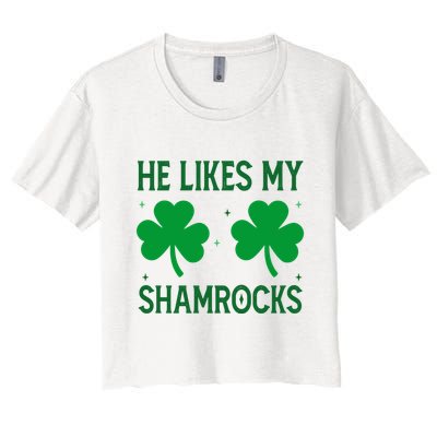 He Likes My Shamrocks Funny St Patricks Day Crop Top