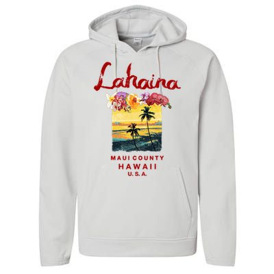 Hawaii Lahaina Maui Vintage Hawaiian Performance Fleece Hoodie