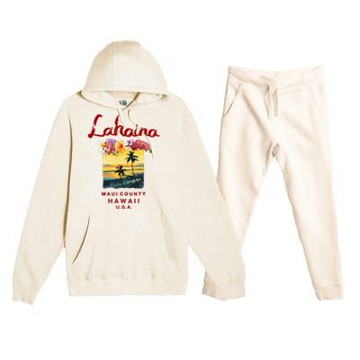 Hawaii Lahaina Maui Vintage Hawaiian Premium Hooded Sweatsuit Set