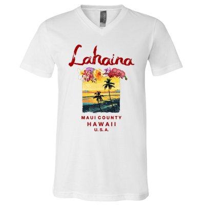 Hawaii Lahaina Maui Vintage Hawaiian V-Neck T-Shirt