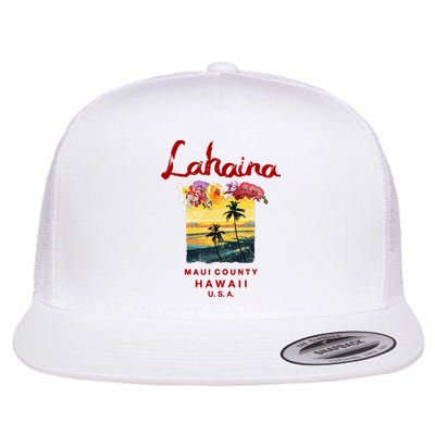 Hawaii Lahaina Maui Vintage Hawaiian Flat Bill Trucker Hat