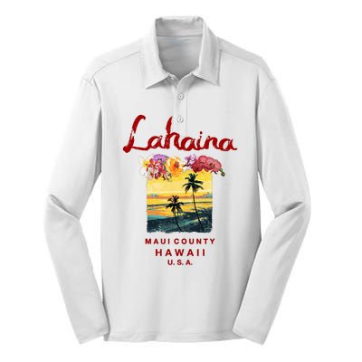 Hawaii Lahaina Maui Vintage Hawaiian Silk Touch Performance Long Sleeve Polo