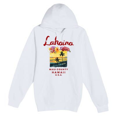 Hawaii Lahaina Maui Vintage Hawaiian Premium Pullover Hoodie