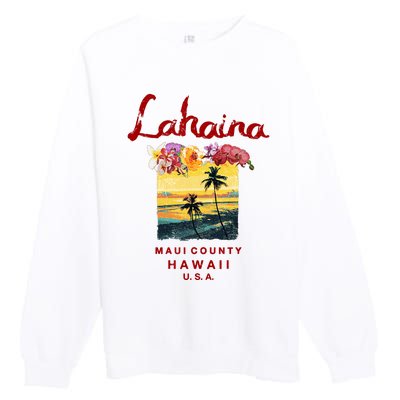 Hawaii Lahaina Maui Vintage Hawaiian Premium Crewneck Sweatshirt