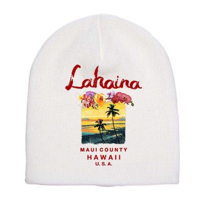 Hawaii Lahaina Maui Vintage Hawaiian Short Acrylic Beanie