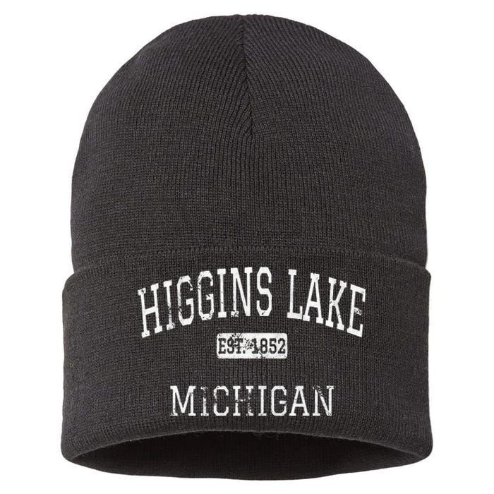 Higgins Lake Michigan MI Vintage Sustainable Knit Beanie