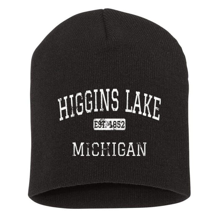 Higgins Lake Michigan MI Vintage Short Acrylic Beanie