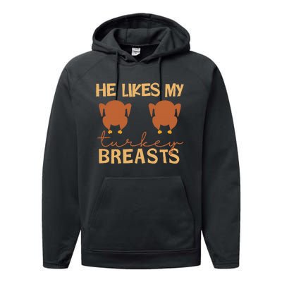 He Likes My Turkey Breasts Couple Matching Thanksgiving Performance Fleece Hoodie