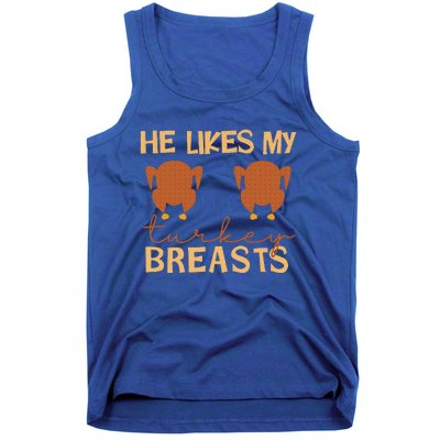 He Likes My Turkey Breasts Couple Matching Thanksgiving Tank Top