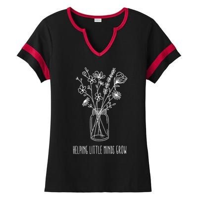 Helping Little Minds Grow Teacher Life Ladies Halftime Notch Neck Tee