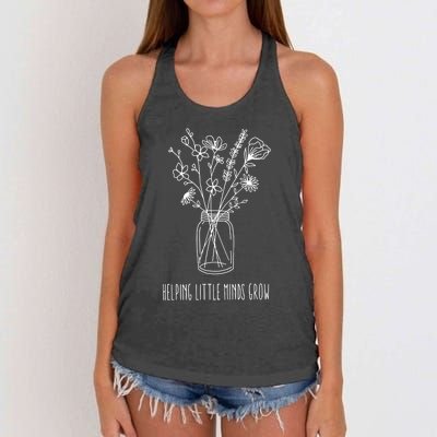 Helping Little Minds Grow Teacher Life Women's Knotted Racerback Tank