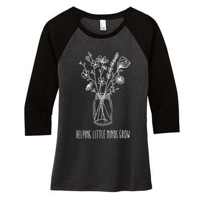 Helping Little Minds Grow Teacher Life Women's Tri-Blend 3/4-Sleeve Raglan Shirt