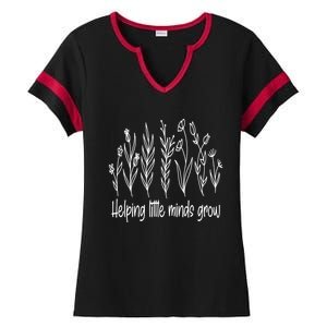 Helping Little Minds Grow Wildflowers Gift Teachers Gift Ladies Halftime Notch Neck Tee