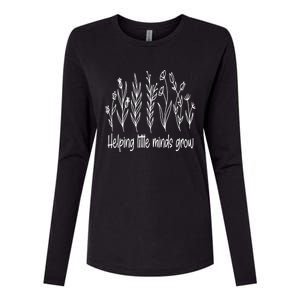 Helping Little Minds Grow Wildflowers Gift Teachers Gift Womens Cotton Relaxed Long Sleeve T-Shirt