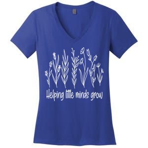 Helping Little Minds Grow Wildflowers Gift Teachers Gift Women's V-Neck T-Shirt