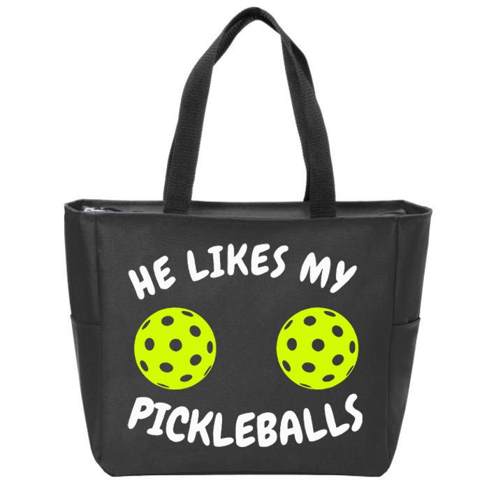 He Likes My Pickleballs Couple Pickleball Matching Zip Tote Bag