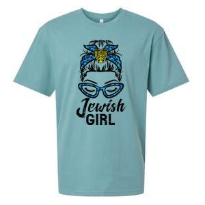 Hanukkah Leopard Messy Bun Jewish Girl Chanukah Sueded Cloud Jersey T-Shirt