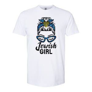 Hanukkah Leopard Messy Bun Jewish Girl Chanukah Softstyle CVC T-Shirt