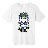 Hanukkah Leopard Messy Bun Jewish Girl Chanukah Tall Fusion ChromaSoft Performance T-Shirt