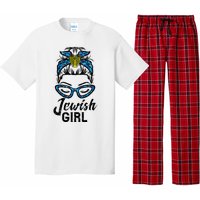 Hanukkah Leopard Messy Bun Jewish Girl Chanukah Pajama Set