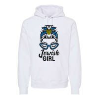 Hanukkah Leopard Messy Bun Jewish Girl Chanukah Premium Hoodie