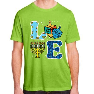 Hanukkah Love Menorah Dreidel Chanukah Jewish Adult ChromaSoft Performance T-Shirt