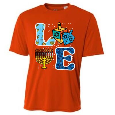 Hanukkah Love Menorah Dreidel Chanukah Jewish Cooling Performance Crew T-Shirt