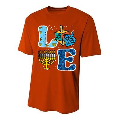 Hanukkah Love Menorah Dreidel Chanukah Jewish Performance Sprint T-Shirt