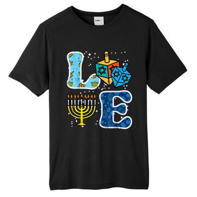 Hanukkah Love Menorah Dreidel Chanukah Jewish Tall Fusion ChromaSoft Performance T-Shirt