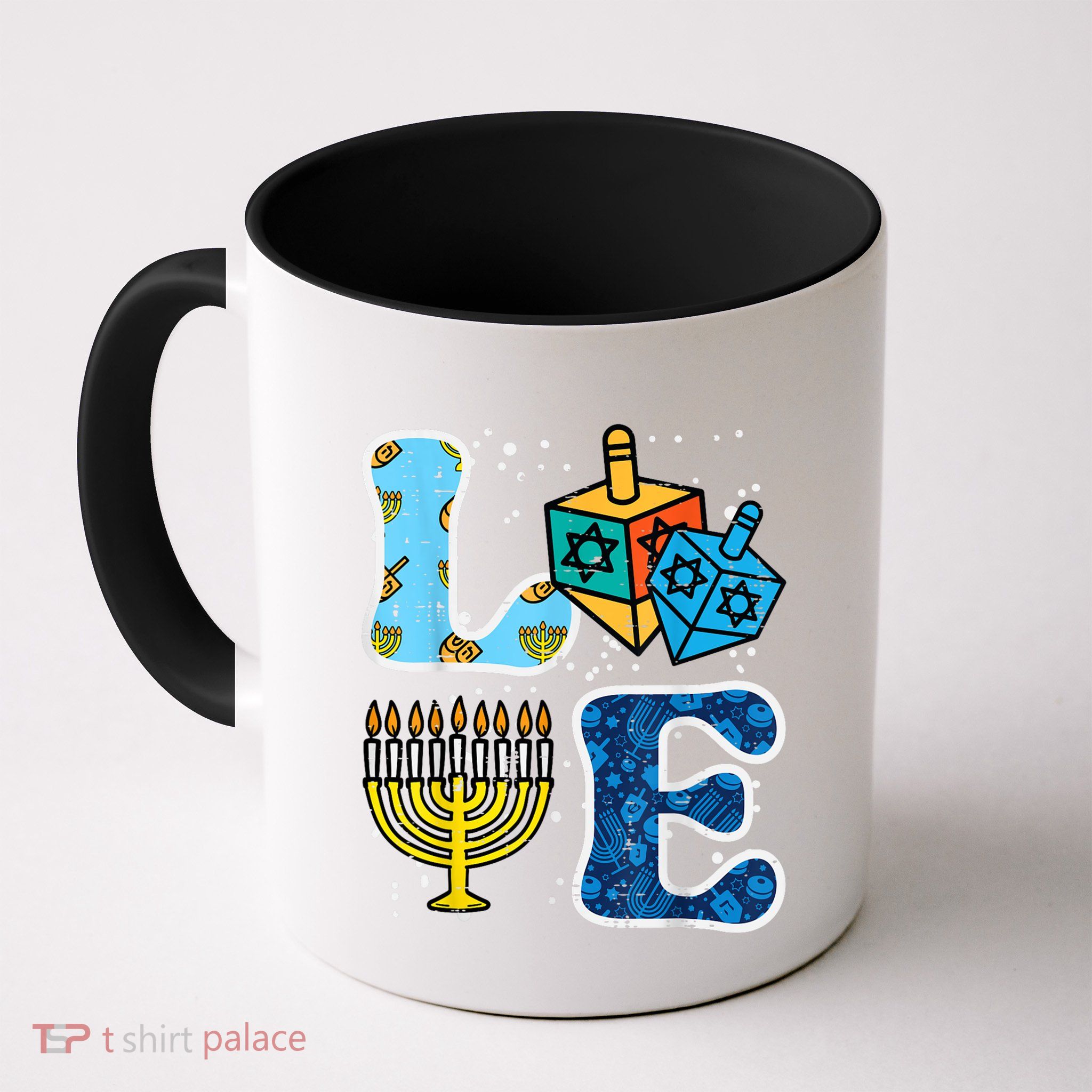 Hanukkah Love Menorah Dreidel Chanukah Jewish Mug