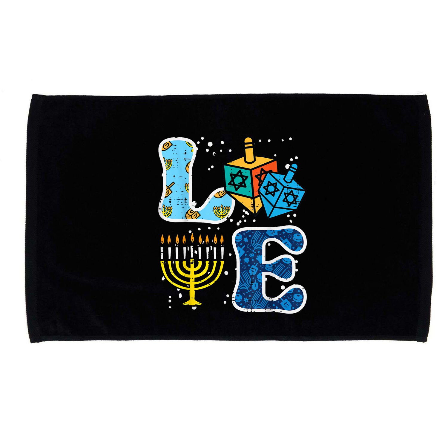 Hanukkah Love Menorah Dreidel Chanukah Jewish Microfiber Hand Towel