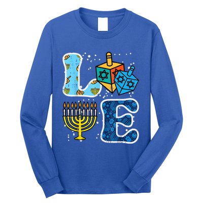 Hanukkah Love Menorah Dreidel Chanukah Jewish Long Sleeve Shirt