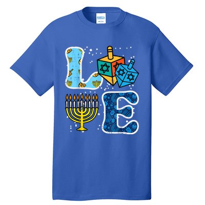 Hanukkah Love Menorah Dreidel Chanukah Jewish Tall T-Shirt