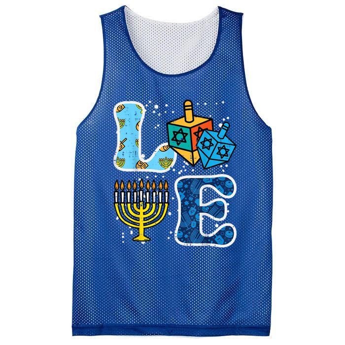 Hanukkah Love Menorah Dreidel Chanukah Jewish Mesh Reversible Basketball Jersey Tank