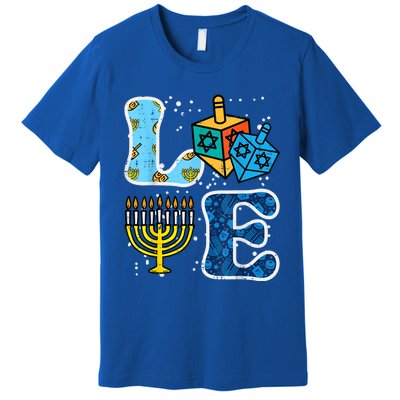 Hanukkah Love Menorah Dreidel Chanukah Jewish Premium T-Shirt