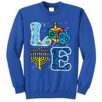 Hanukkah Love Menorah Dreidel Chanukah Jewish Tall Sweatshirt