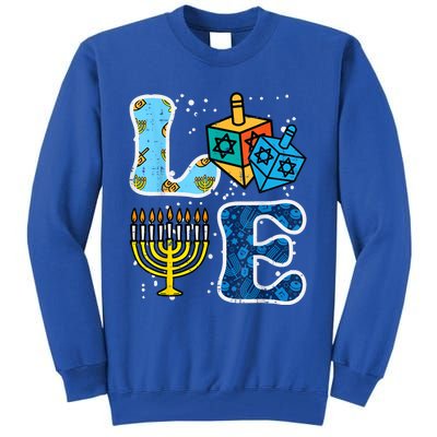 Hanukkah Love Menorah Dreidel Chanukah Jewish Tall Sweatshirt