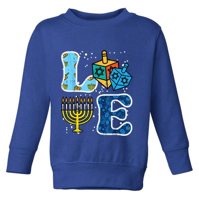 Hanukkah Love Menorah Dreidel Chanukah Jewish Toddler Sweatshirt