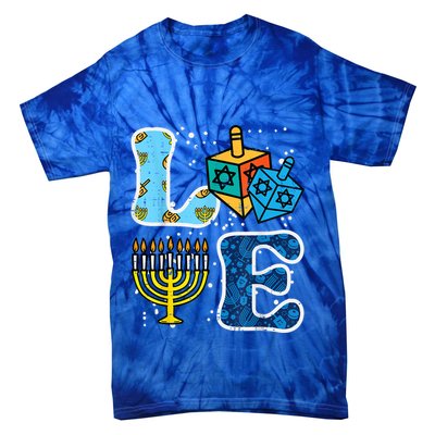 Hanukkah Love Menorah Dreidel Chanukah Jewish Tie-Dye T-Shirt