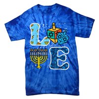 Hanukkah Love Menorah Dreidel Chanukah Jewish Tie-Dye T-Shirt