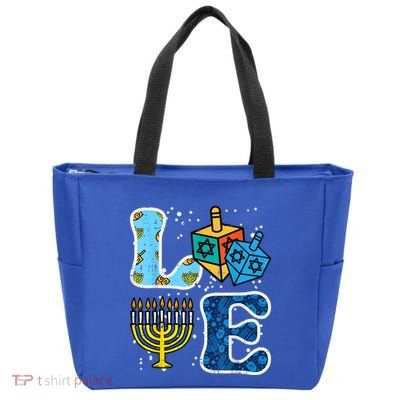 Hanukkah Love Menorah Dreidel Chanukah Jewish Zip Tote Bag