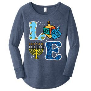 Hanukkah Love Menorah Dreidel Chanukah Jewish Women's Perfect Tri Tunic Long Sleeve Shirt