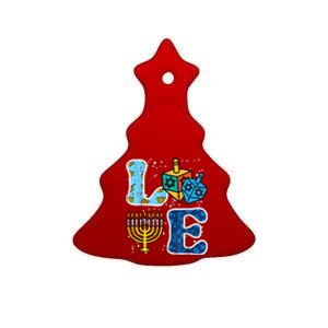 Hanukkah Love Menorah Dreidel Chanukah Jewish Ceramic Tree Ornament