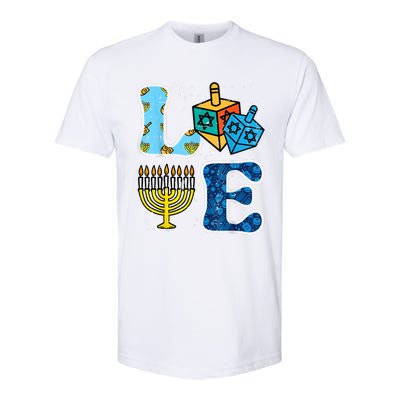 Hanukkah Love Menorah Dreidel Chanukah Jewish Softstyle® CVC T-Shirt