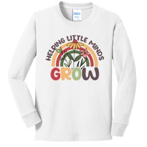 Helping Little Minds Grow Retro Rainbow Kids Long Sleeve Shirt