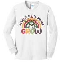 Helping Little Minds Grow Retro Rainbow Kids Long Sleeve Shirt