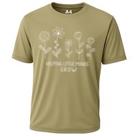 Helping Little Minds Grow Wildflower Kindergarten Teacher Cooling Performance Crew T-Shirt